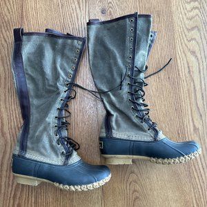 L.L. Bean Tall 16" Hunting Boots, Waxed Canvas Sz. 6 (fits like 7.5/8.0)